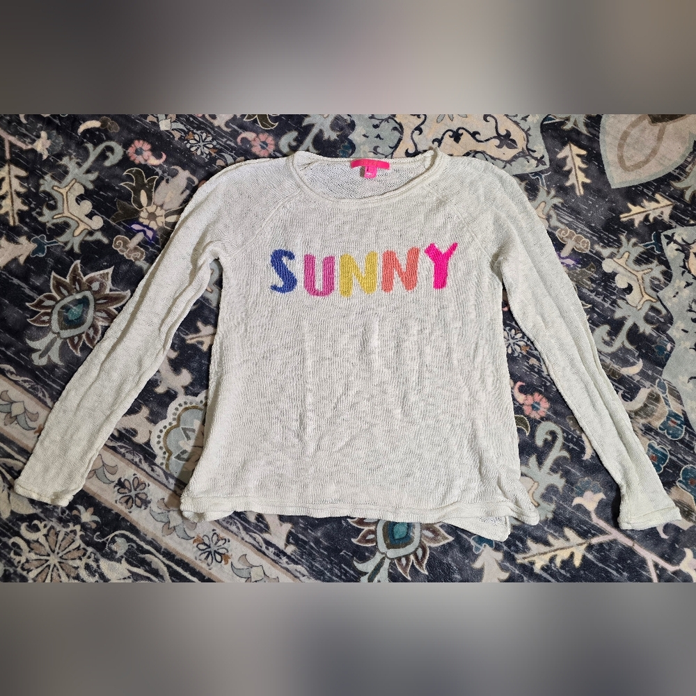 Lilly Pulitzer Danette Sunny Intarsia Sweater White Knit S Summer Lightweight